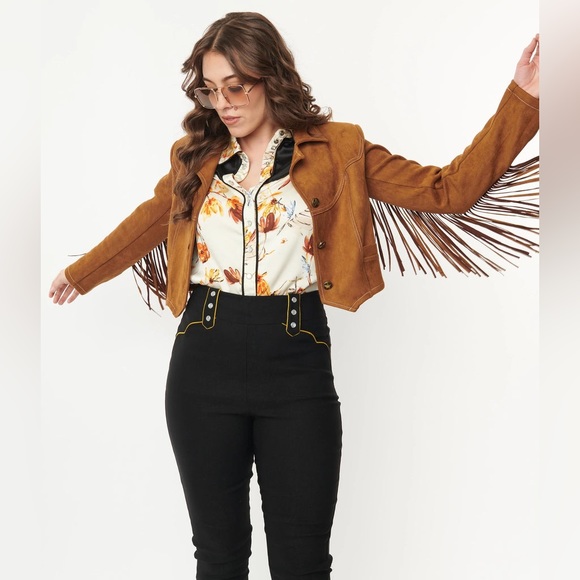 Unique Vintage Brown Suede Fringe Cattle Call Jacket Medium - Picture 13 of 13